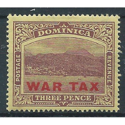 Dominica 1918 SG58 3d Purple/Yellow WAR TAX Mounted Mint . ..
