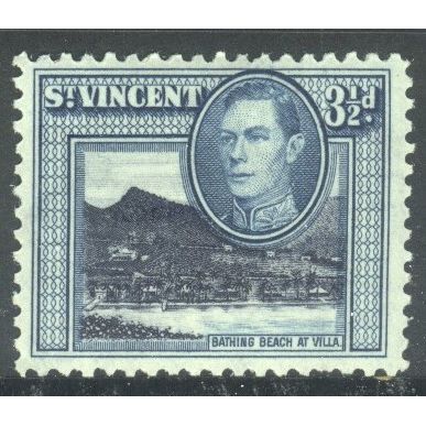 St. Vincent 1937 - SG154a - 3½d blue and green - Bathing beach at Villa - MH