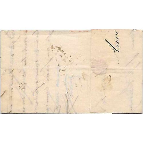 Belgium Stampless 1837, Advers to Paris B4R cancel, great markings.