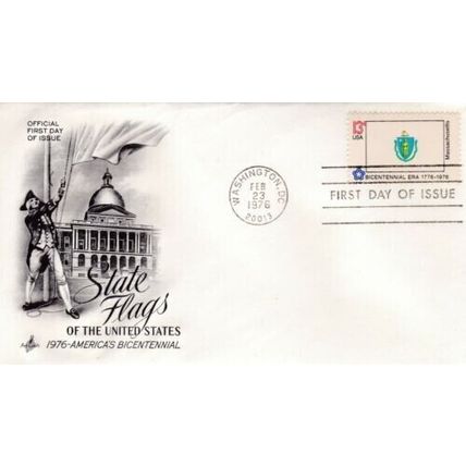 Massachusetts United States 1976 Flags FDC Washington DC cancel Unaddressed VGC