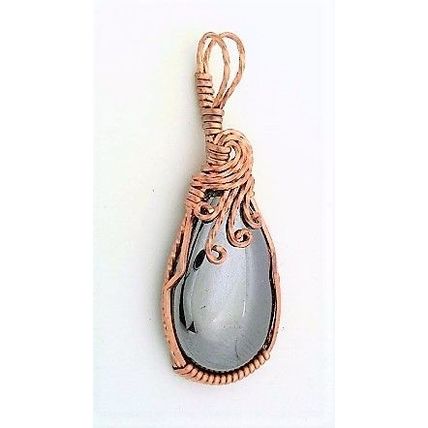 Hematite Copper Wire Wrap Gemstone Pendant 31
