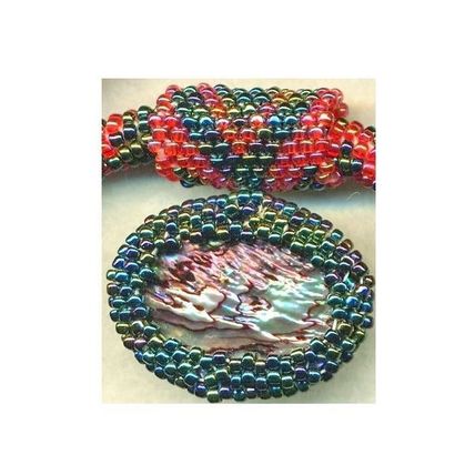 Red Black Bead Crochet Rope Choker Paua Shell Pendant 9