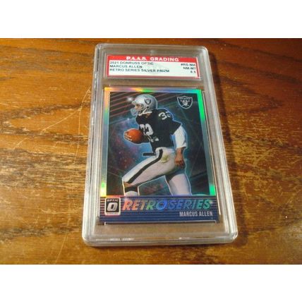 2021 Panini Donruss Optic, Graded Near Mint 8.5, MARCUS ALLEN, HOF, Silver Prizm