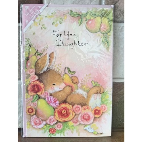 daughter birthday card - For You Daughter - rabbit -card size 22cm x 15cm approx