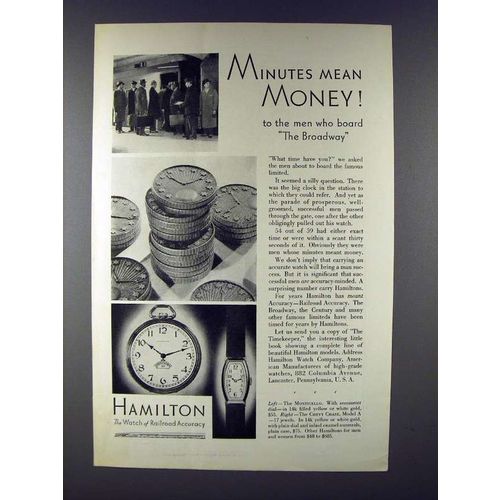 1930 Hamilton Monticello, Chevy Chase Model A Watch Ad
