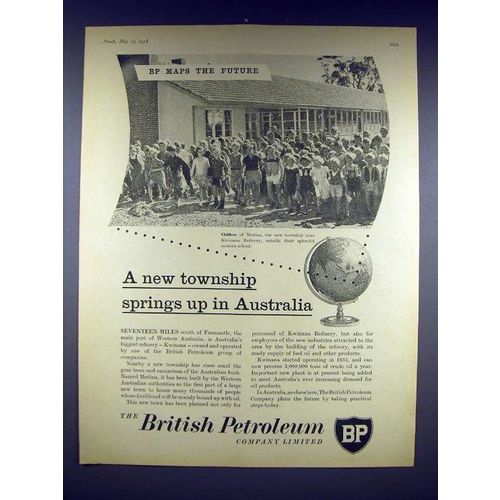 1958 BP Oil Ad - New Township Springs Up in Australia