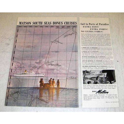 1960 Matson Lines Ad - South Seas Bonus Cruises