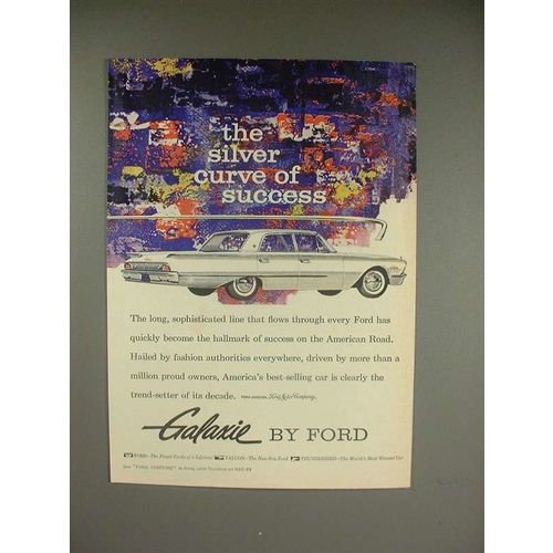 1960 Ford Galaxie Car Ad - Silver Curve of Success