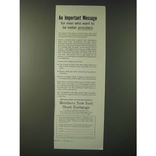 1960 Members New York Stock Exchange Ad - An important message for men