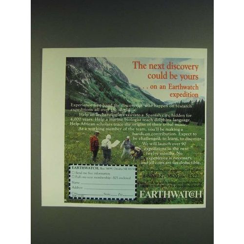 1985 Earthwatch Expedition Ad - The next discovery could be yours