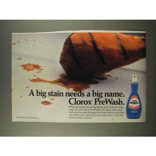 1986 Clorox PreWash Ad - A Big Stain Needs a Big Name