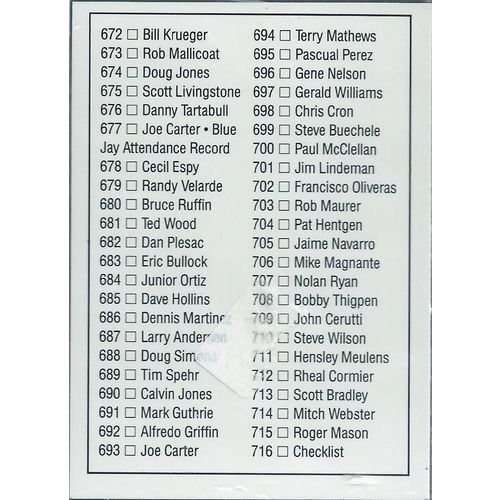 1992 Donruss Checklist #716 638-671