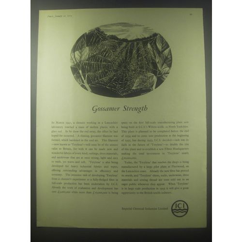 1954 ICI Imperial Chemical Industries Ad - Gossamer Strength
