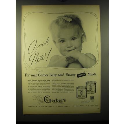 1948 Gerber's Baby Food Ad - O-oo-oh New! For your Gerber Baby, too!