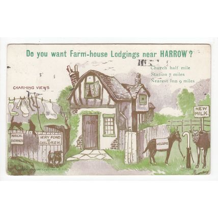 Do you Want Farm-House Lodgings near Harrow Postcard 1919 Middlesex