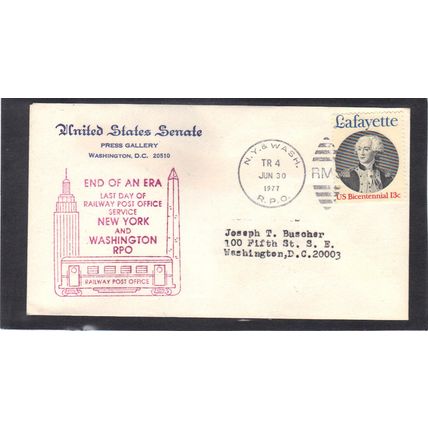 Event Senate Last Run RPO Marquis de Lafayette (Cachet-Typed/A) CV40626