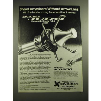 1985 Zwickey Archery Judo and Scorpio Points Advertisement - Shoot anywhere