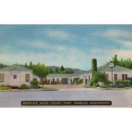 Ruffles Auto Court Motel Port Angeles Washington Old Postcard