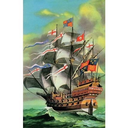 Pirate The Great Harry Ship Ladybird Childrens Book 1960s Painting Postcard