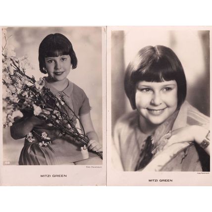 Mitzi Green Child Film Star 2x Real Photo Old Postcard s
