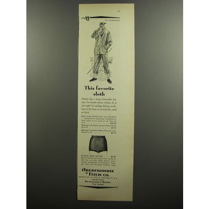 1952 Abercrombie & Fitch Denim Ad - Jacket, Trousers and Shorts, Swim Trunks