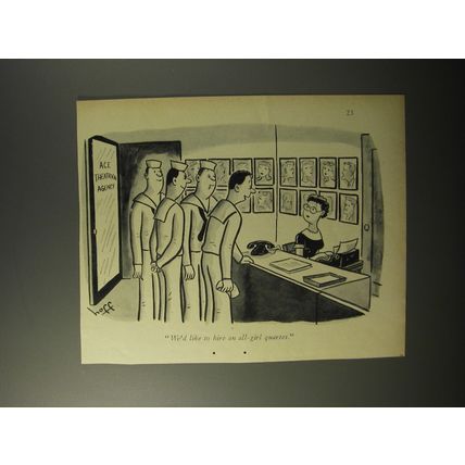 1953 Cartoon by Syd Hoff - We'd like to hire an all-girl quartet