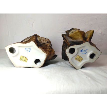 Homco Ceramic/Porcelain Owls pair, 5" tall. #1114 Beautiful/Adorable! Fast Ship!