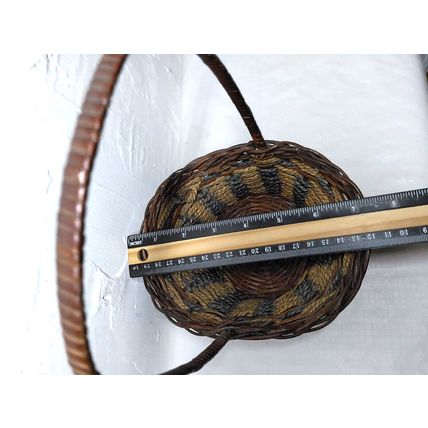 Round Straw Rattan "Colorful!" Basket w/ "Tall Hoop Handle!" - 6.5"x6.5"x12"