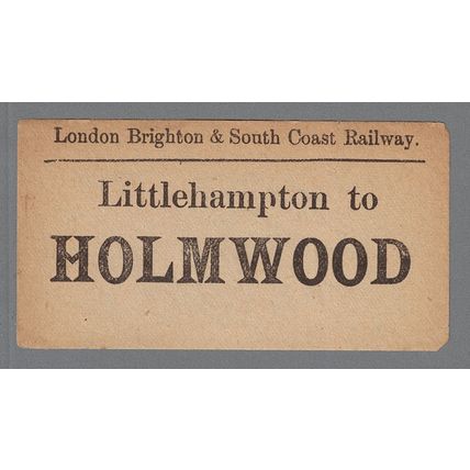 LONDON BRIGHTON & SOUTH COAST RAILWAY LUGGAGE LABEL- LITTLEHAMPTON to HOLMWOOD