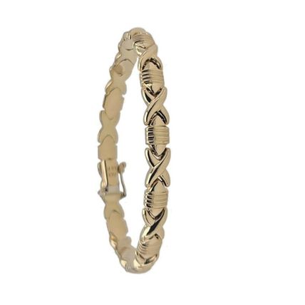 Ladies Fancy XOXOX Link 7" Ladies Bracelet Solid Real 14K Yellow Gold 8.8 Gr