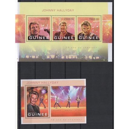 Guinée 2013 Johnny Hallyday feuillet et bloc officiel Neufs **