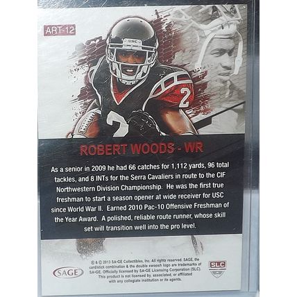 2013 SAGE ROBERT WOODS (USC/Bills) Artistry Rookie Card #ART-12