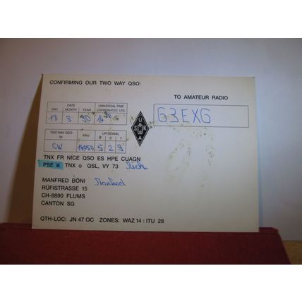 QSL card SWITZERLAND dated 1990 =