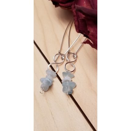Handmade Aqua Chip Earrings
