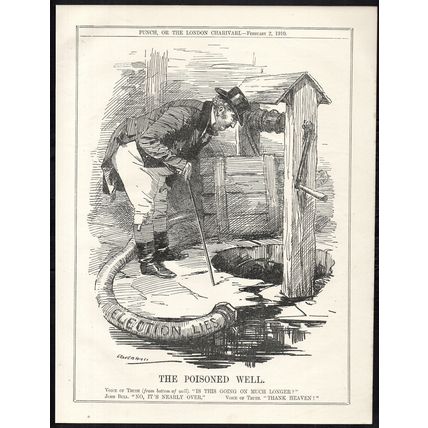 POISONED WELL 1910 Leonard Raven-Hill General Election PUNCH CARTOON PAGE