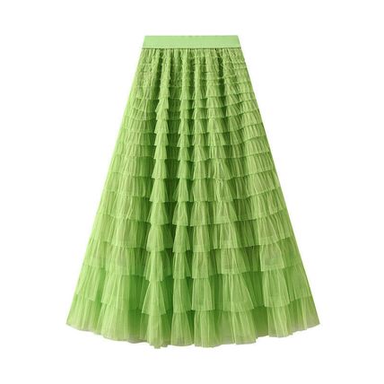 Mesh Cake Skirt Spring/Autumn Women's New Skirt Mesh Skirt Pleated Long Skirt