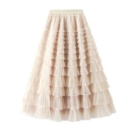 Mesh Cake Skirt Spring/Autumn Women's New Skirt Mesh Skirt Pleated Long Skirt