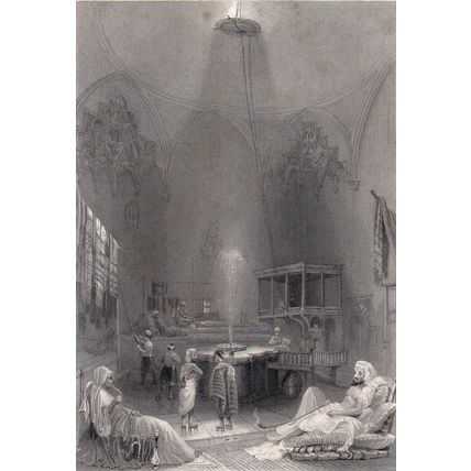 COOLING ROOM OF A HAMMAM 1840 James Tibbitts Willmore ANTIQUE ENGRAVING