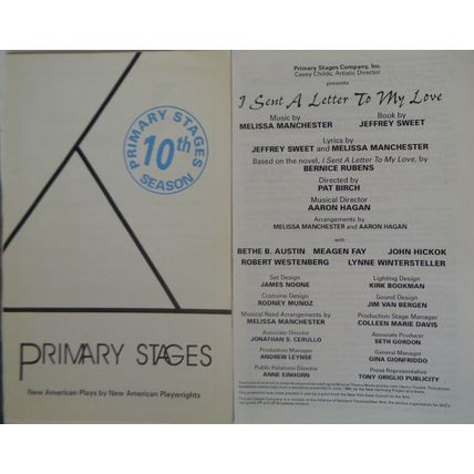 "I SENT A LETTER TO MY LOVE" - Souvenir Program, Melissa Manchester music 1994