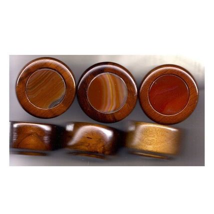 Wooden Jewelry Box Agate Inlay Lot of 3