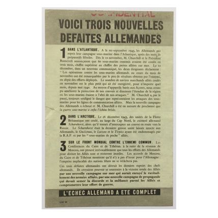WW2 American Air Drop Leaflet. - Code USF.80. - 1944. - Battle of the Atlantic.