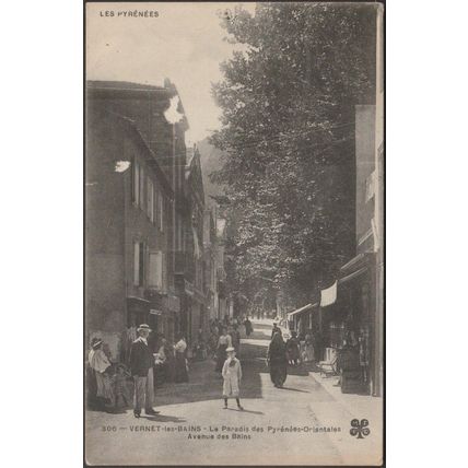 Avenue des Bains, Vernet-les-Bains, c.1910s - Maurice Tesson CPA