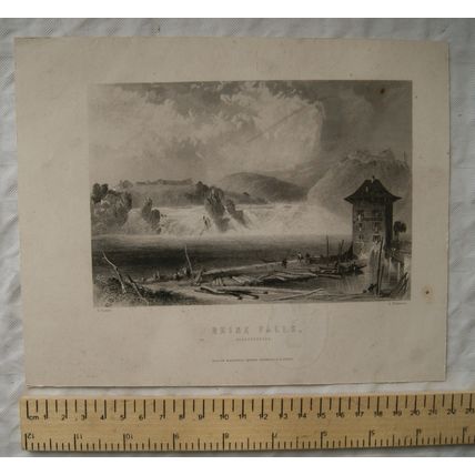 Vintage engraving - Rhine Falls, Schaffhausen
