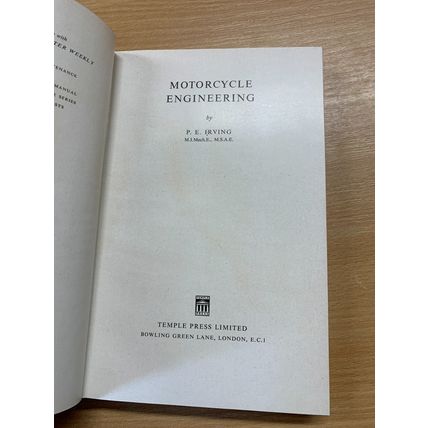 RARE* 1961 "MOTORCYLE ENGINEERING" 1ST ED P E IRVING ILLUSTRATED HB BOOK (P4)