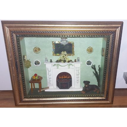 Living Room Model Diorama Picture Shadow Box Miniature dolls house frame 3D