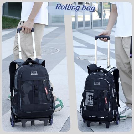 Boys Rolling Backpack Wheeled Backpack Kids School Bag with 6 Wheels Trolley Boo