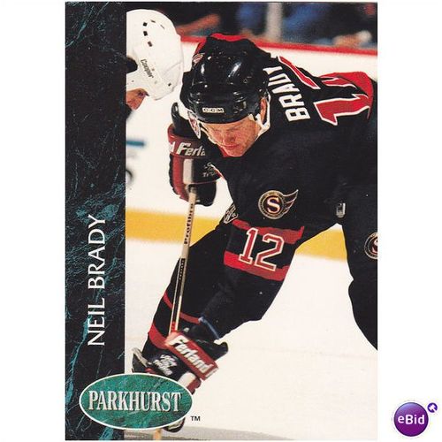 Parkhurst Pro Set Inc NHL Ice Hockey 1993 Neil Brady Ottawa Senators No. 124