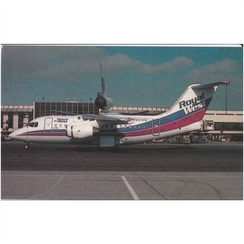 Royal West Airlines British Aerospace 146 100 Aircraft Postcard (A14621)