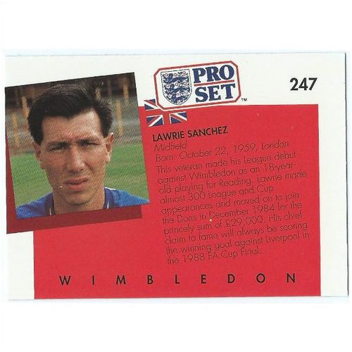 1990/1991 Pro Set Footbal - #247 - Lawrie Sanchez