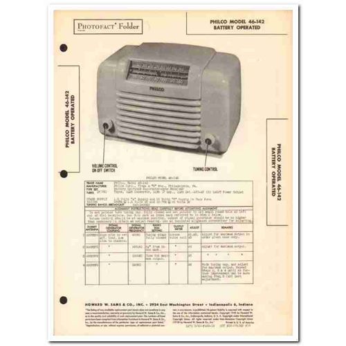 philco model 46-142 5-tube battery am radio sams photofact manual